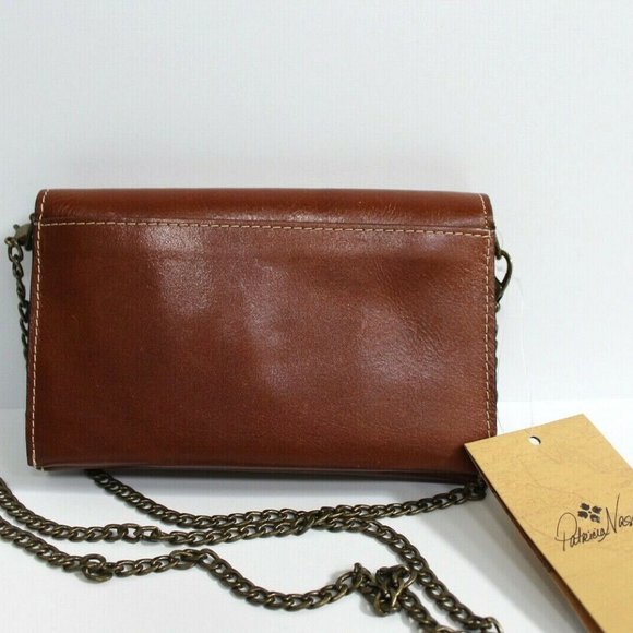 Patricia Nash Heritage Collection Tan Leather Flap Chain Small Crossbody Bag - Picture 4 of 8